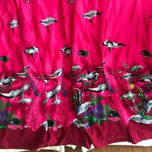 Women's Pink Beach Cover Up Sarong Pareo Long Wrap Skirt Ocean Sea Fish Theme